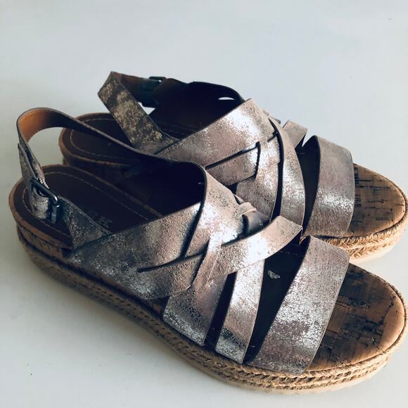 Trask 'Randi' Women's 9.5 Pewter Platform Sandal Strappy - Picture 2 of 12